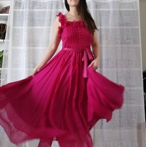 Rose Pink Silk Evening Dress